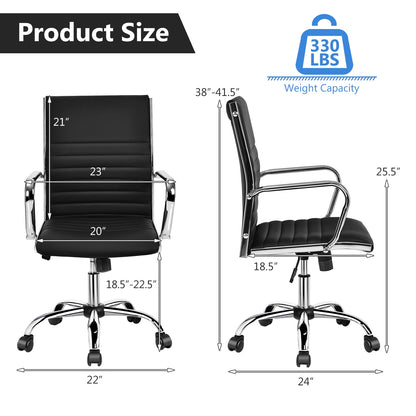 PU Leather Office Chair, High Back Conference Task Chair With Armrests, Black Conference Chairs at Gallery Canada