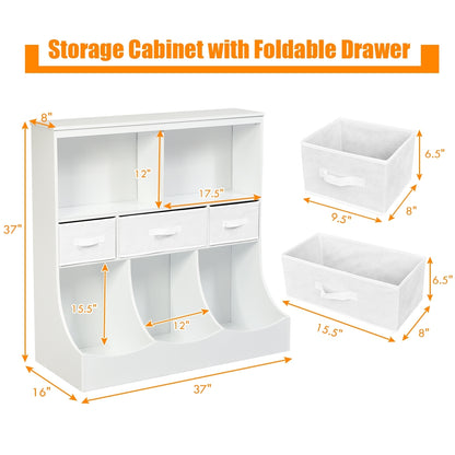 Freestanding Cubby Bin Storage Organizer, 3 Baskets, White Kids Storage at Gallery Canada