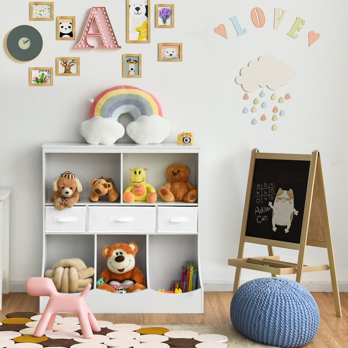 Freestanding Cubby Bin Storage Organizer, 3 Baskets, White Kids Storage at Gallery Canada
