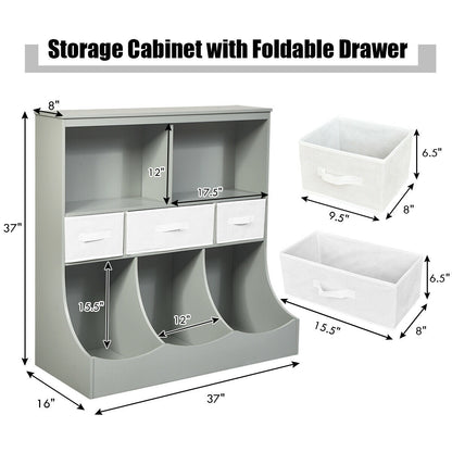 Freestanding Combo Cubby Bin Storage Organizer, 3 Baskets, Gray Kids Storage at Gallery Canada
