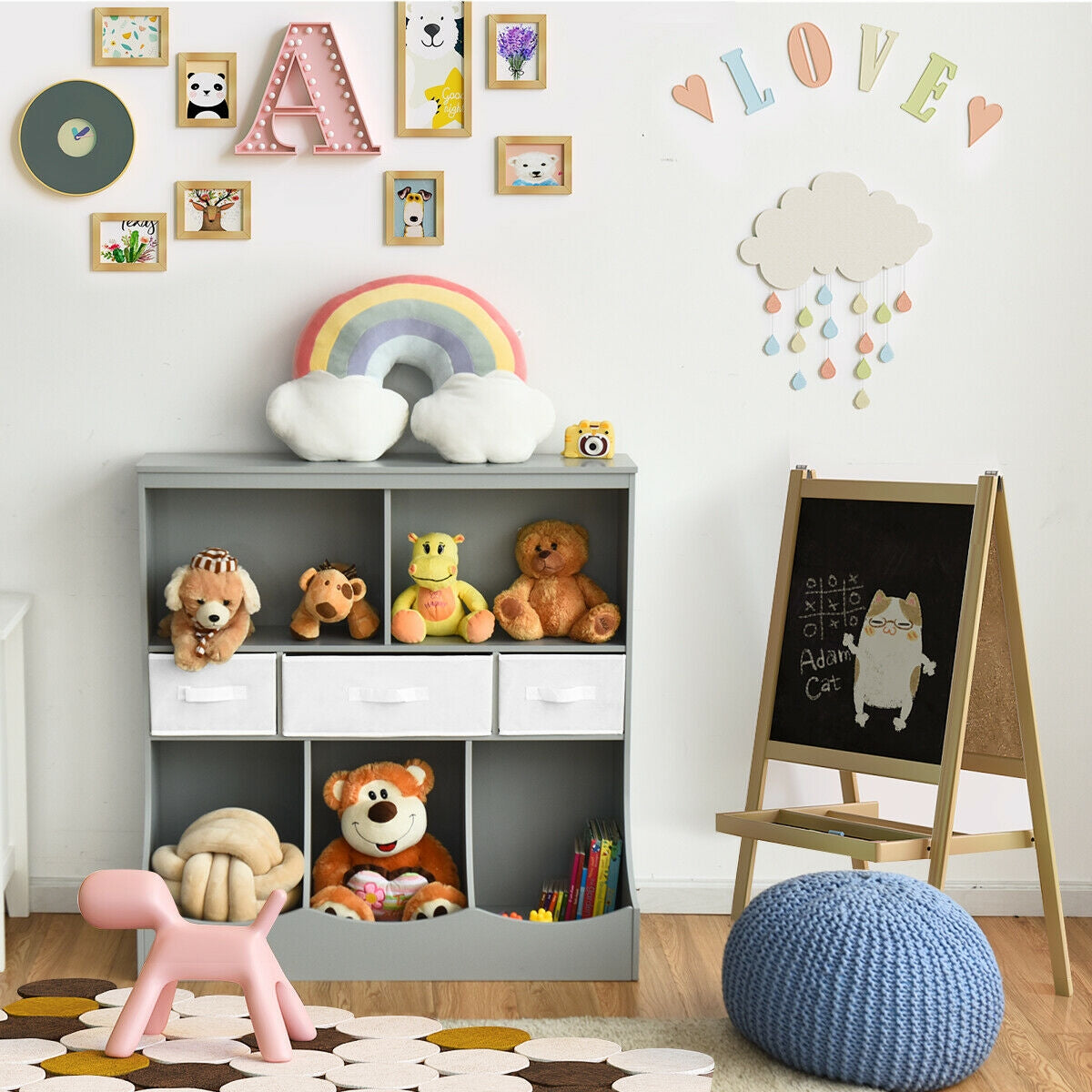 Freestanding Combo Cubby Bin Storage Organizer, 3 Baskets, Gray Kids Storage at Gallery Canada