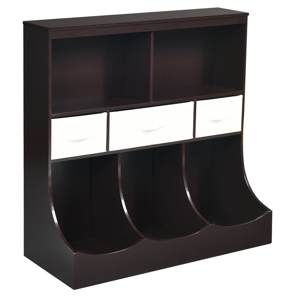 Freestanding Cubby Bin Storage Organizer, 3 Baskets, Brown Kids Storage at Gallery Canada