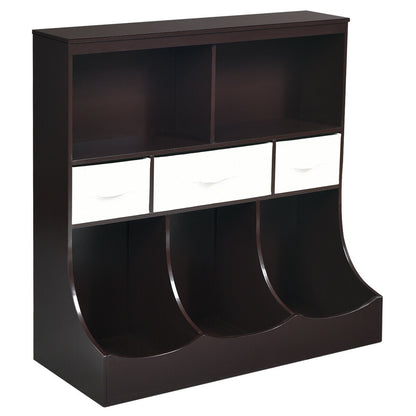 Freestanding Cubby Bin Storage Organizer, 3 Baskets, Brown Kids Storage at Gallery Canada
