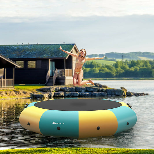 12 Feet Inflatable Splash Padded Water Bouncer Trampoline, Yellow Trampolines Yellow at Gallery Canada
