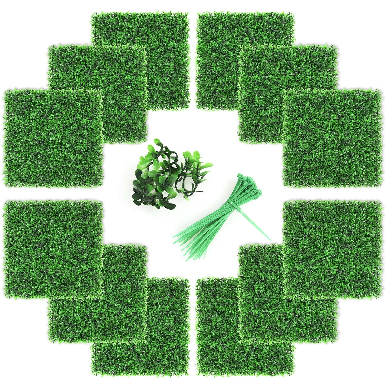 12 Pieces Artificial Peanut Leaf Hedges Panels, Green Decorative Fencing & Flooring at Gallery Canada