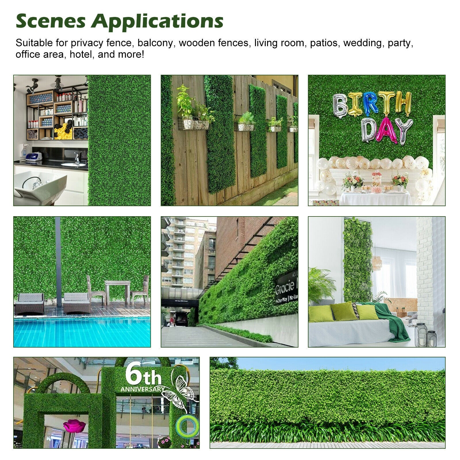 12 Pieces Artificial Peanut Leaf Hedges Panels, Green Decorative Fencing & Flooring at Gallery Canada