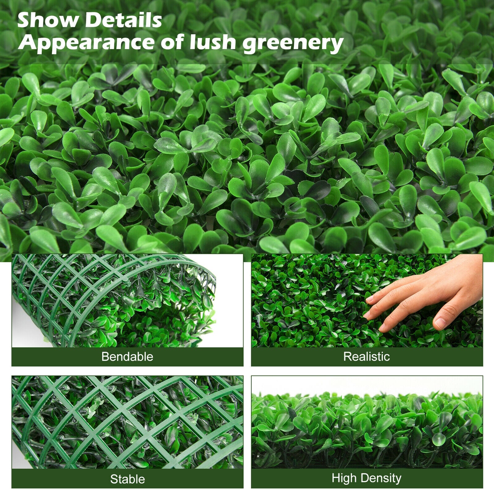 12 Pieces Artificial Peanut Leaf Hedges Panels, Green Decorative Fencing & Flooring at Gallery Canada