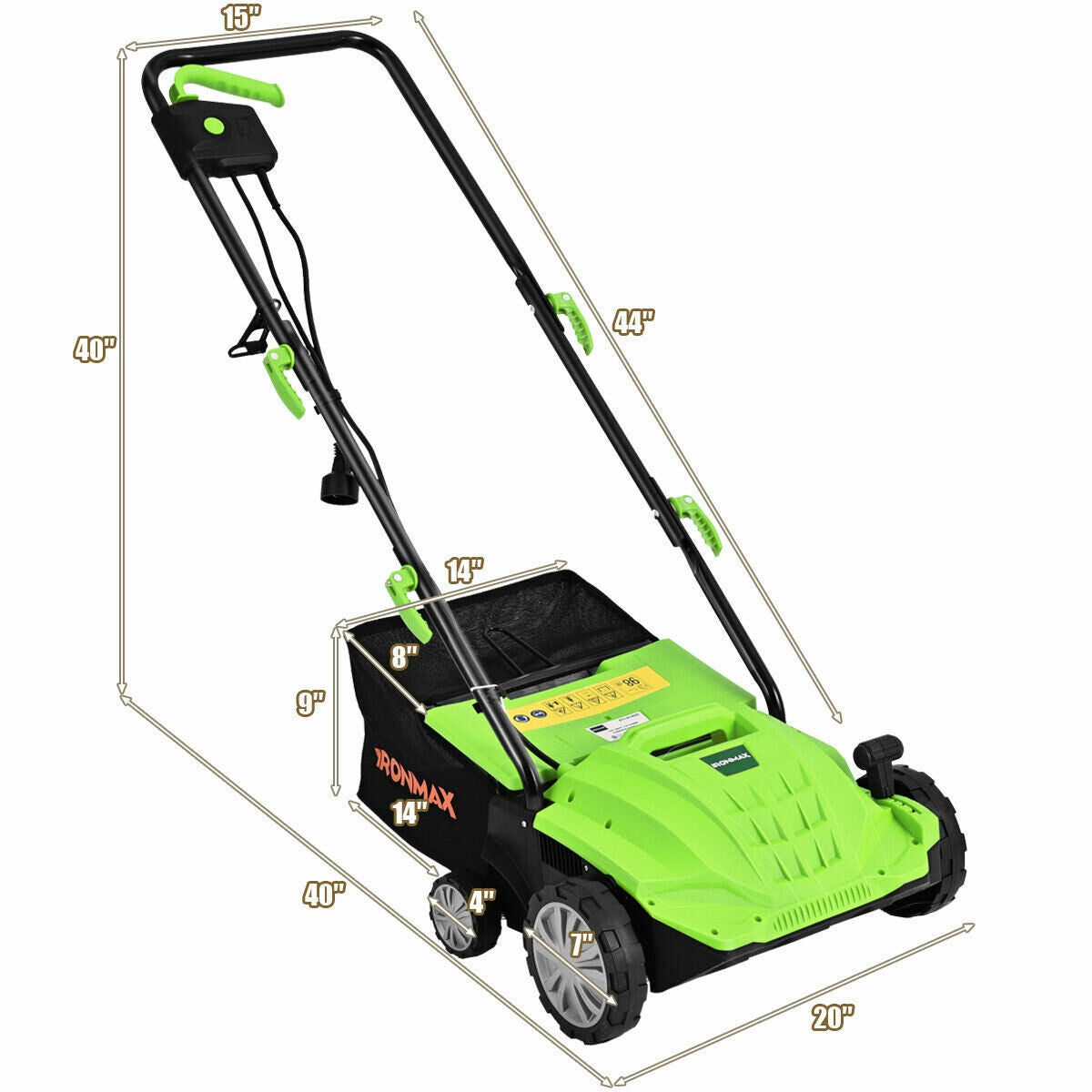 13 Inch 12 Amp Electric Scarifier, Collection Bag, Removable Blades, Green Lawn Care Tools at Gallery Canada