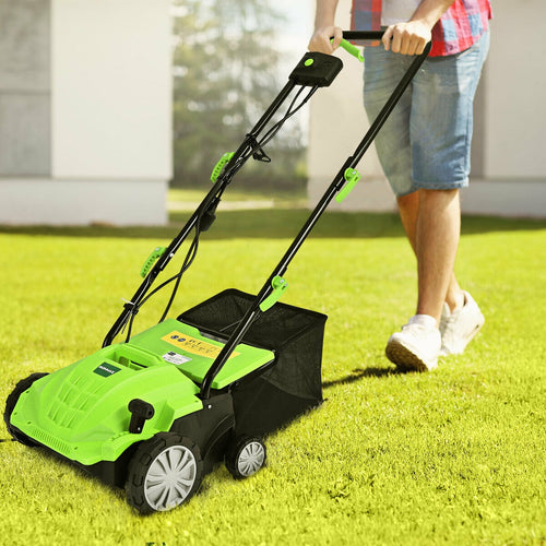 13 Inch 12 Amp Electric Scarifier, Collection Bag, Removable Blades, Green
