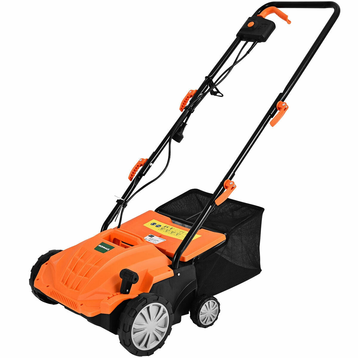 13 Inch 12 Amp Electric Scarifier, Collection Bag, Removable Blades, Orange Lawn Care Tools Orange at Gallery Canada