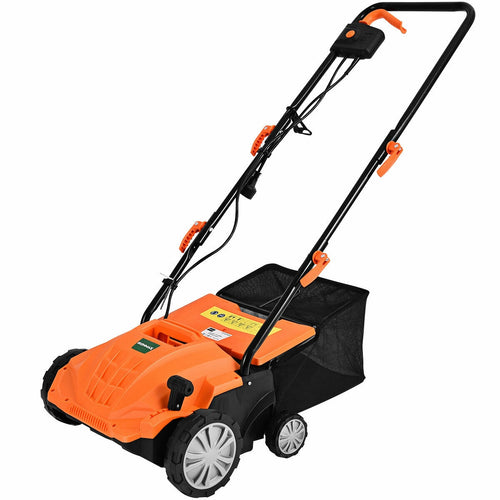 13 Inch 12 Amp Electric Scarifier, Collection Bag, Removable Blades, Orange