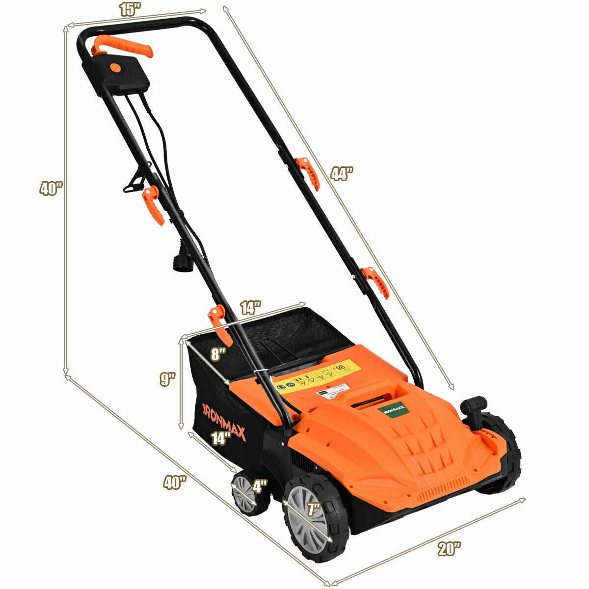 13 Inch 12 Amp Electric Scarifier, Collection Bag, Removable Blades, Orange Lawn Care Tools at Gallery Canada