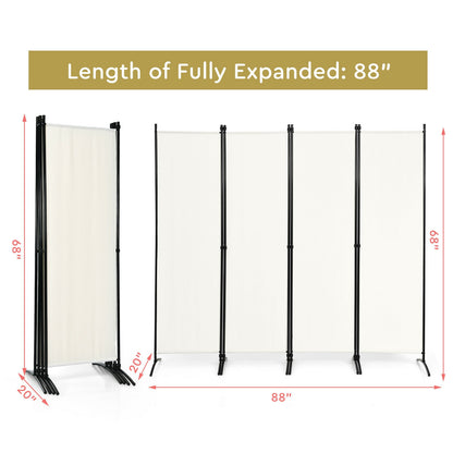 4-Panel Room Divider, Steel Frame, White Room Dividers at Gallery Canada