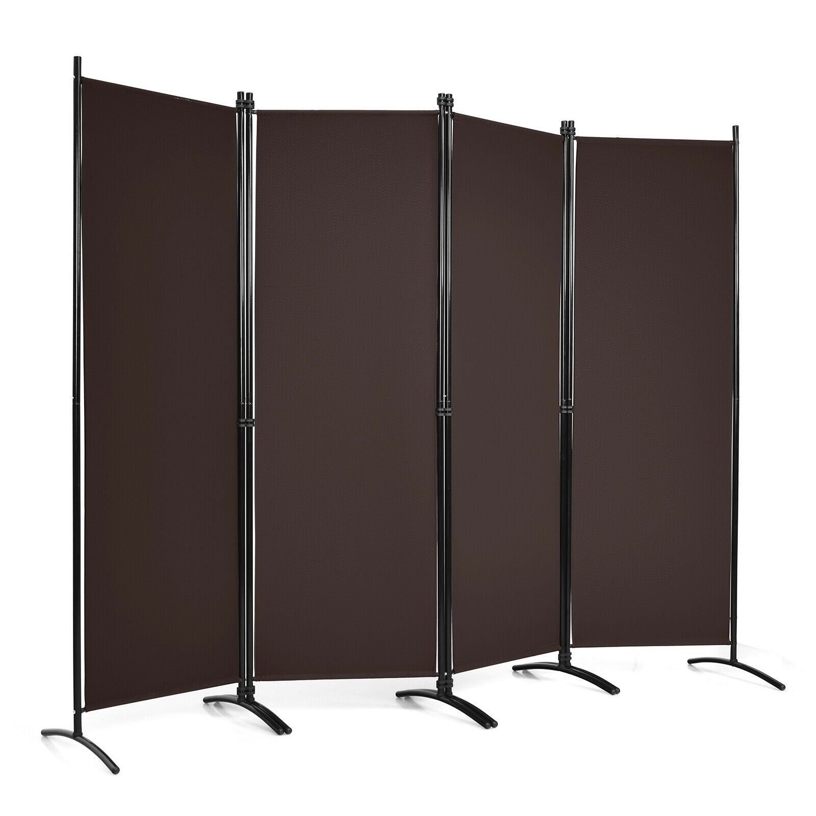 4-Panel Room Divider, Steel Frame, Brown Room Dividers at Gallery Canada