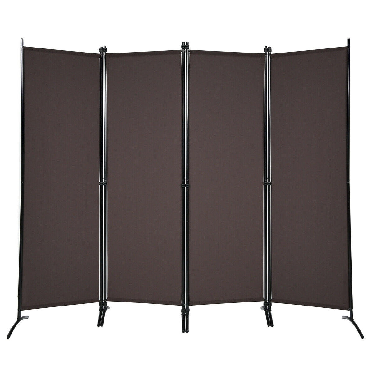 4-Panel Room Divider, Steel Frame, Brown Room Dividers at Gallery Canada