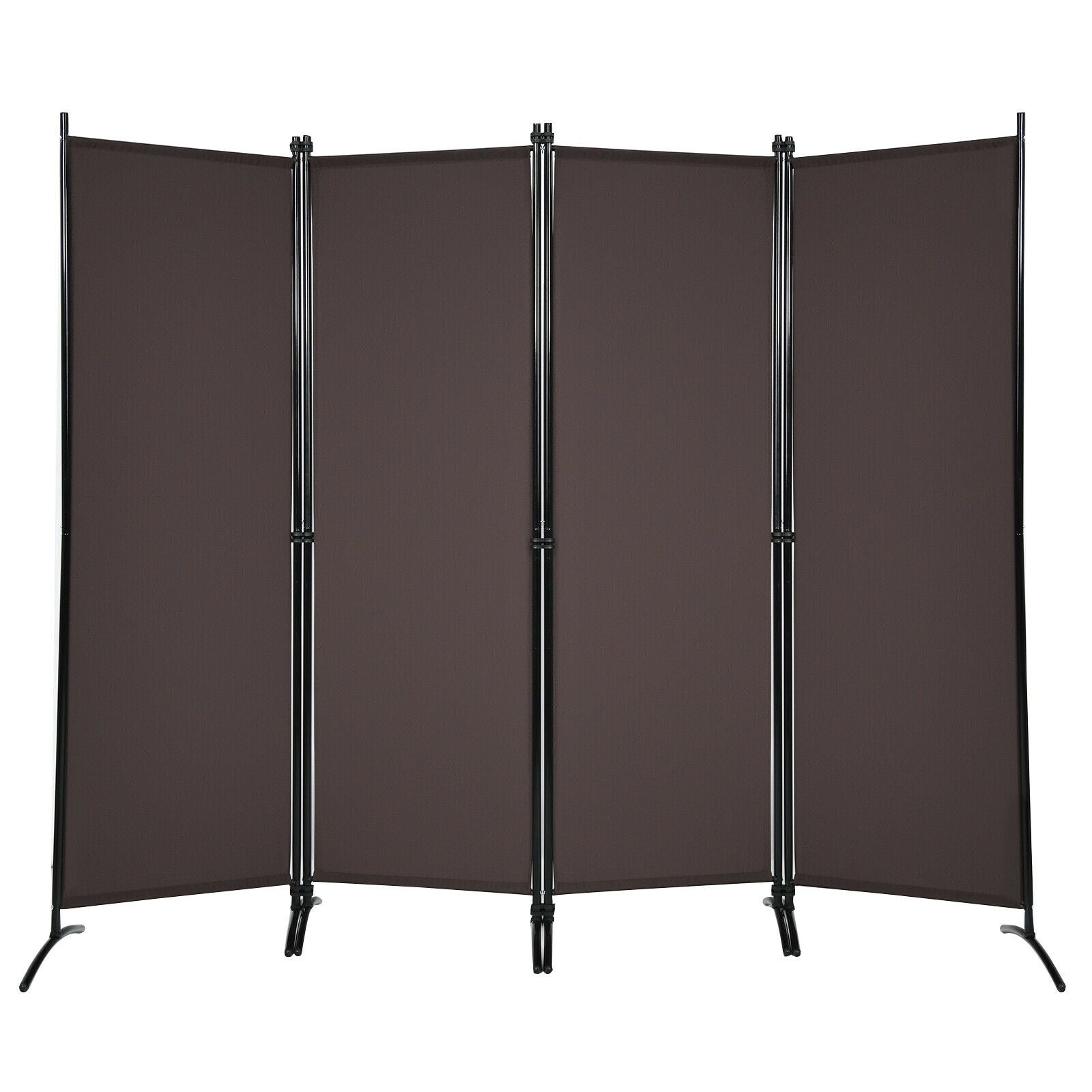 4-Panel Room Divider, Steel Frame, Brown Room Dividers Brown at Gallery Canada