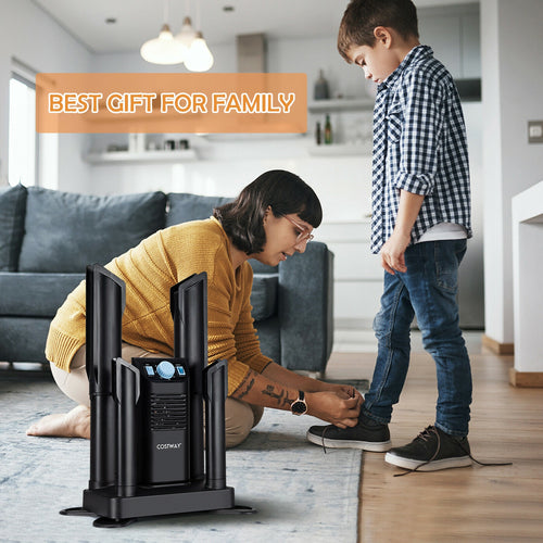 Electric Shoe Boot Dryer, 4 Shoes, 180 Mins Timer, Ozone Disinfection, Black