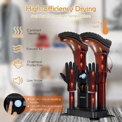 Electric Shoe Boot Dryer, 4 Shoes, 180 Mins Timer, Ozone Disinfection, Black Dryers at Gallery Canada