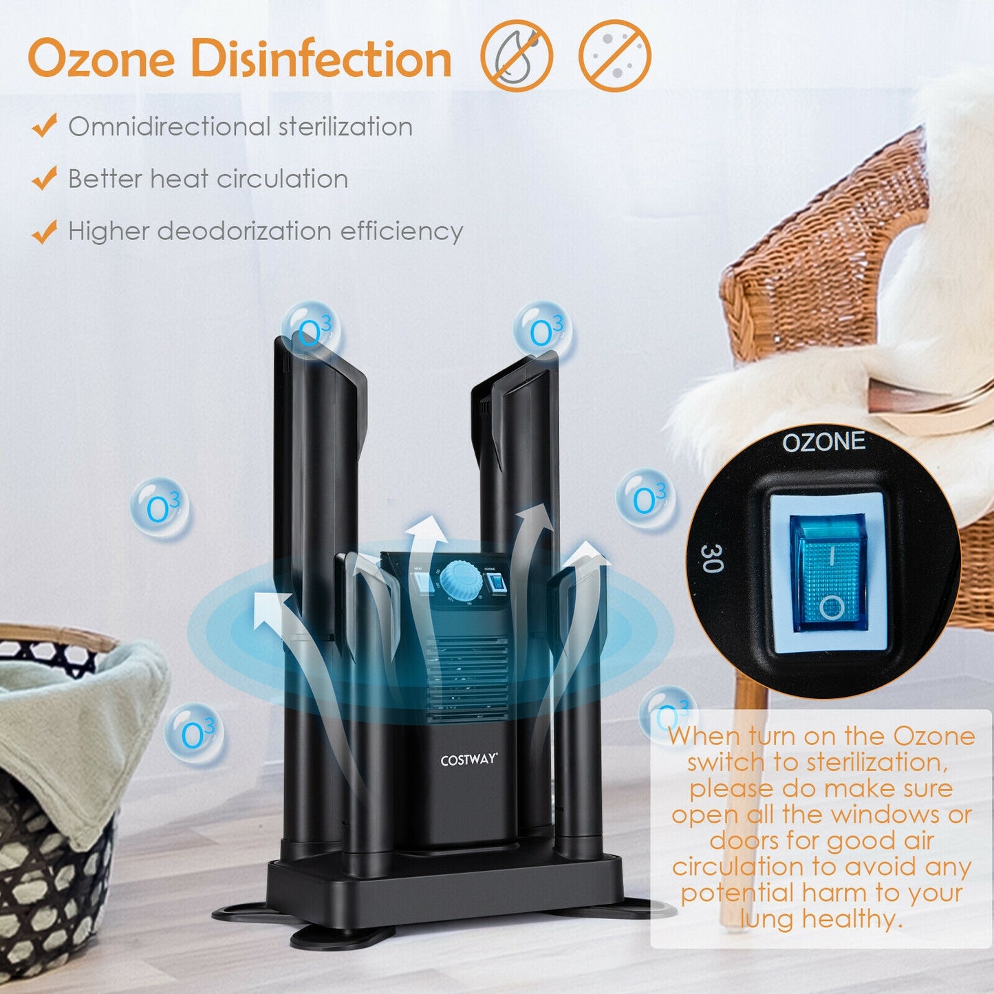 Electric Shoe Boot Dryer, 4 Shoes, 180 Mins Timer, Ozone Disinfection, Black Dryers at Gallery Canada
