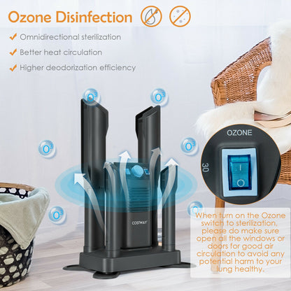 Electric Shoe Boot Dryer, 4 Shoes, 180 Mins Timer, Ozone Disinfection, Gray Dryers at Gallery Canada
