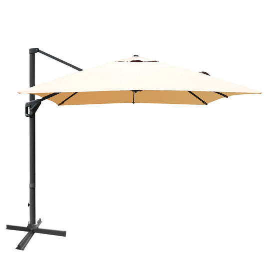 10x13 Feet Rectangular Cantilever Umbrella, 360° Rotation, Beige Outdoor Umbrellas Beige at Gallery Canada