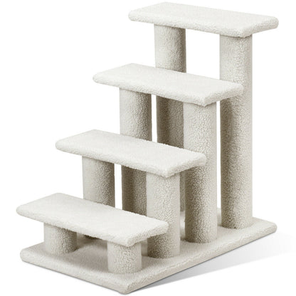 4-Step Pet Stairs, Carpeted Ladder Ramp, Cat Tree Climber, Beige Cat Trees Condos & Scratchers Beige at Gallery Canada