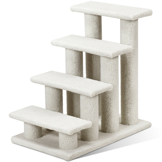 4-Step Pet Stairs, Carpeted Ladder Ramp, Cat Tree Climber, Beige Cat Trees Condos & Scratchers Beige at Gallery Canada