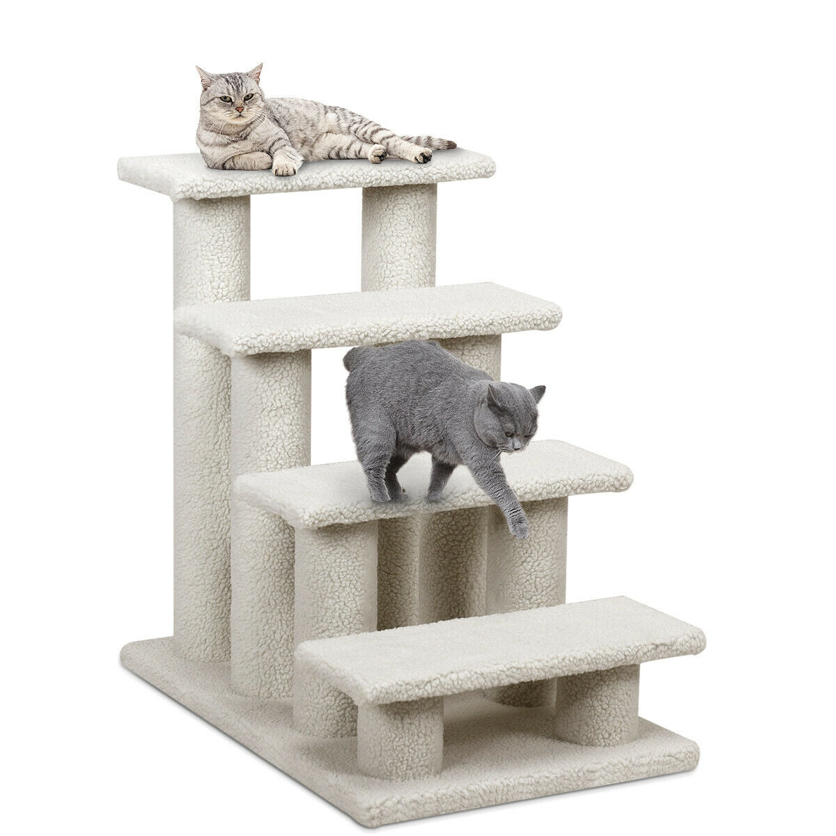 4-Step Pet Stairs, Carpeted Ladder Ramp, Cat Tree Climber, Beige Cat Trees Condos & Scratchers at Gallery Canada