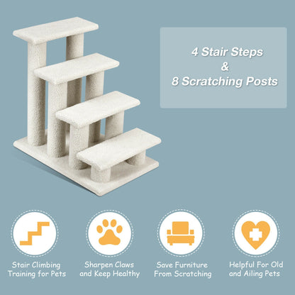 4-Step Pet Stairs, Carpeted Ladder Ramp, Cat Tree Climber, Beige Cat Trees Condos & Scratchers at Gallery Canada