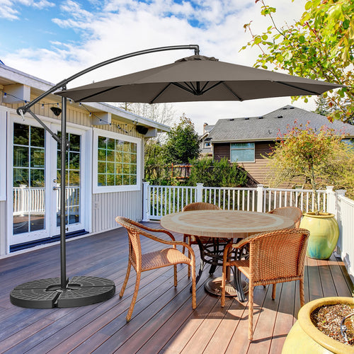 10FT Offset Umbrella, 8 Ribs, Cantilever, Cross Base, Tilt Adjustment, Brown