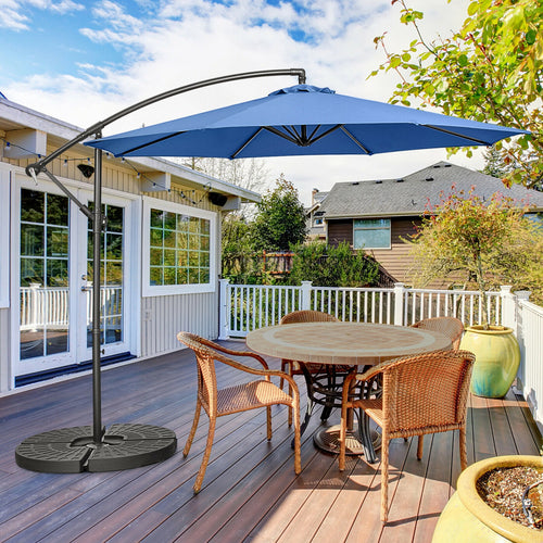 10FT Offset Umbrella, 8 Ribs, Cantilever Cross Base, Tilt Adjustment, Blue