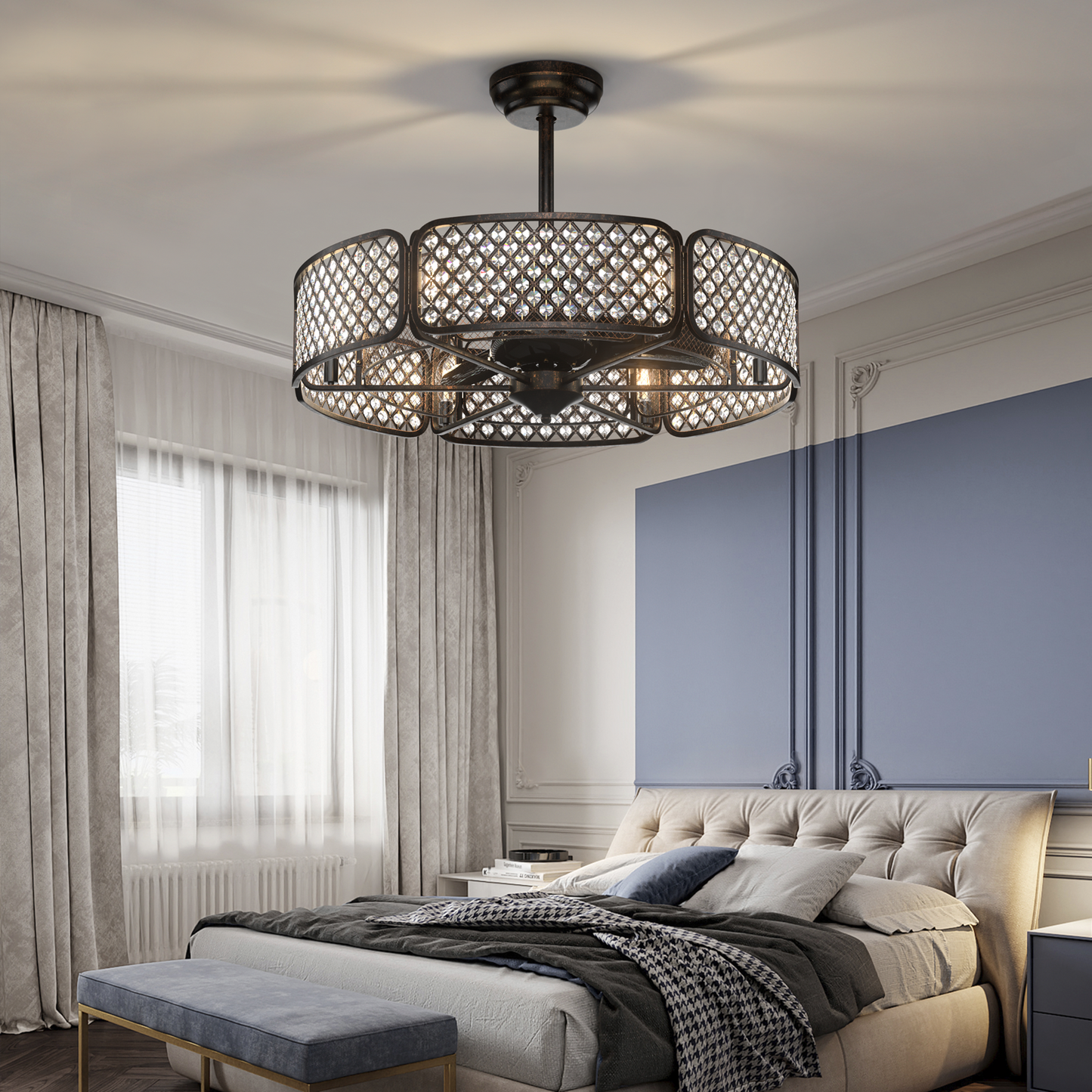 30 Inch Ceiling Fan With Light, Crystal Lampshade, Brown Ceiling Fans at Gallery Canada