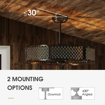 30 Inch Ceiling Fan With Light, Crystal Lampshade, Brown Ceiling Fans at Gallery Canada