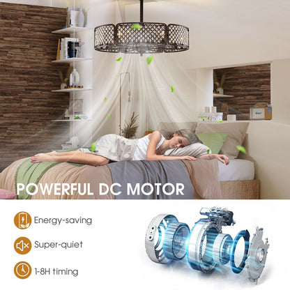 30 Inch Ceiling Fan With Light, Crystal Lampshade, Brown Ceiling Fans at Gallery Canada