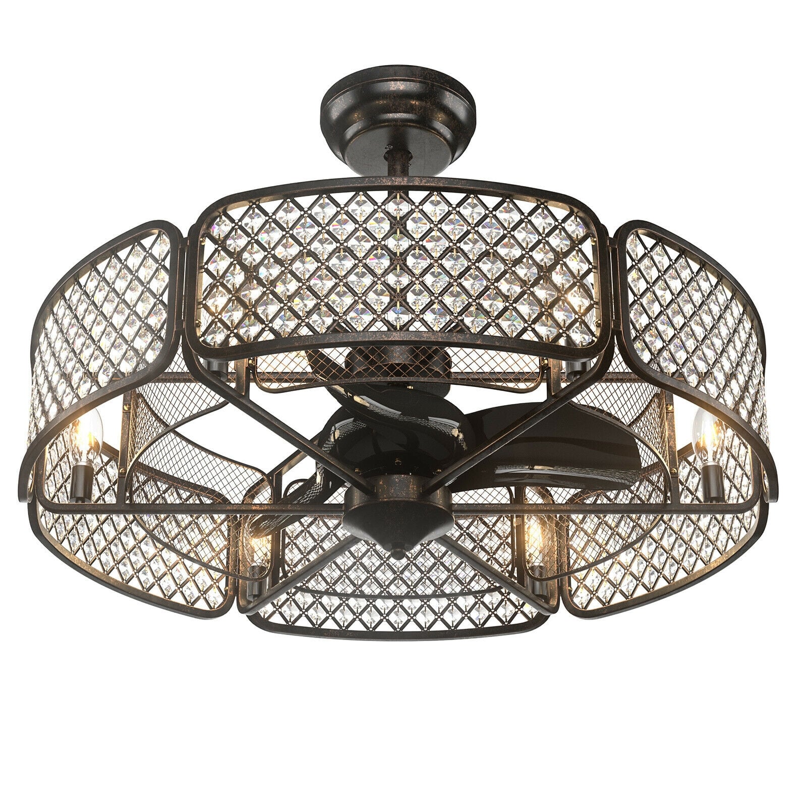 30 Inch Ceiling Fan With Light, Crystal Lampshade, Brown Ceiling Fans at Gallery Canada