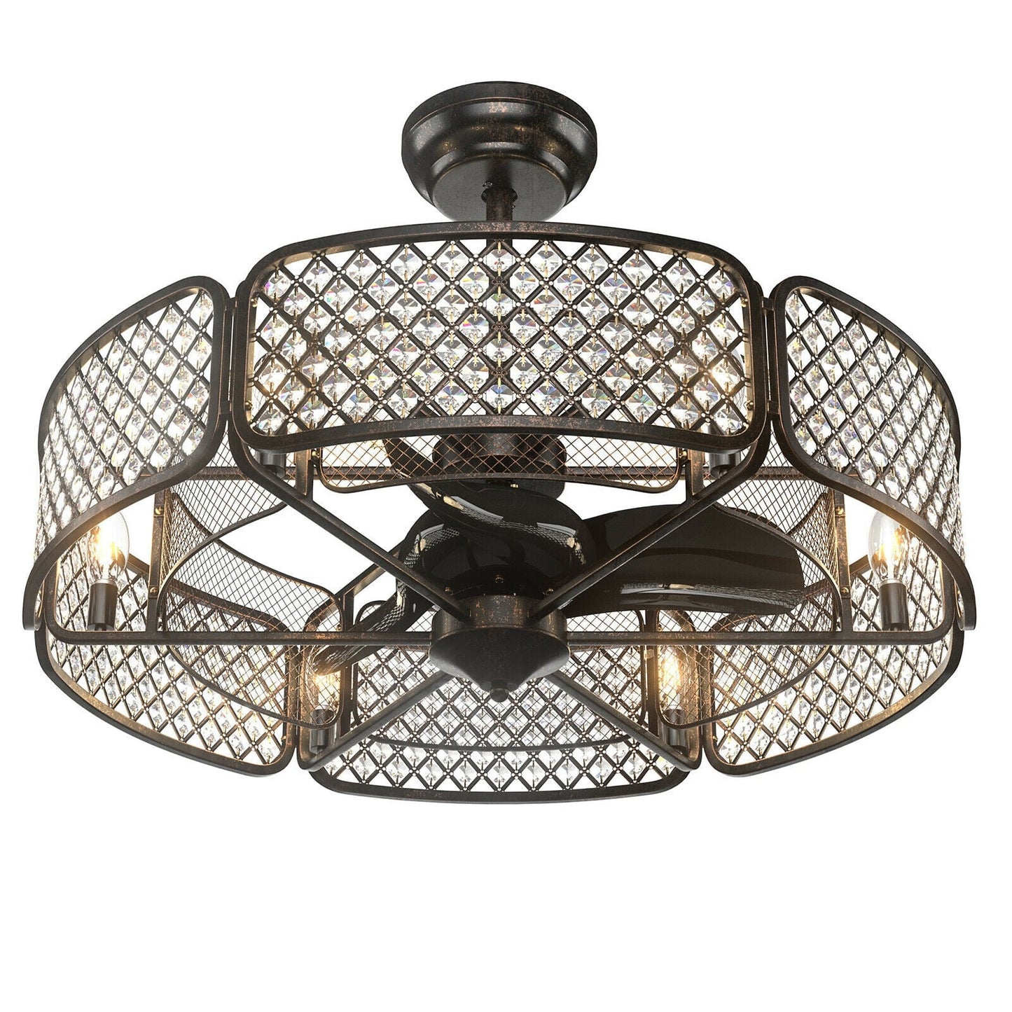 30 Inch Ceiling Fan With Light, Crystal Lampshade, Brown Ceiling Fans at Gallery Canada
