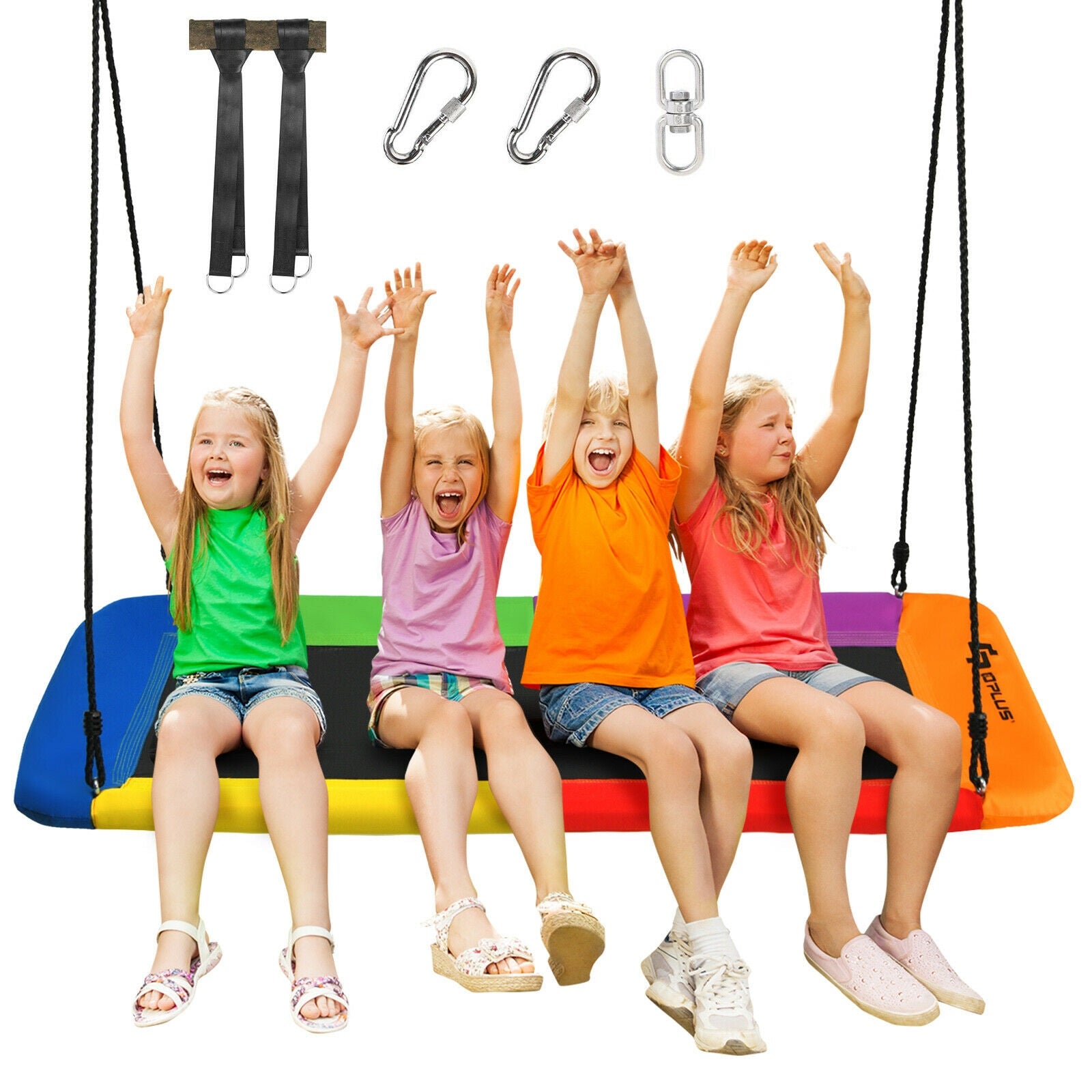 60 Inch Platform Tree Swing, 2 Hanging Straps, Multicolor Swing & Playsets at Gallery Canada