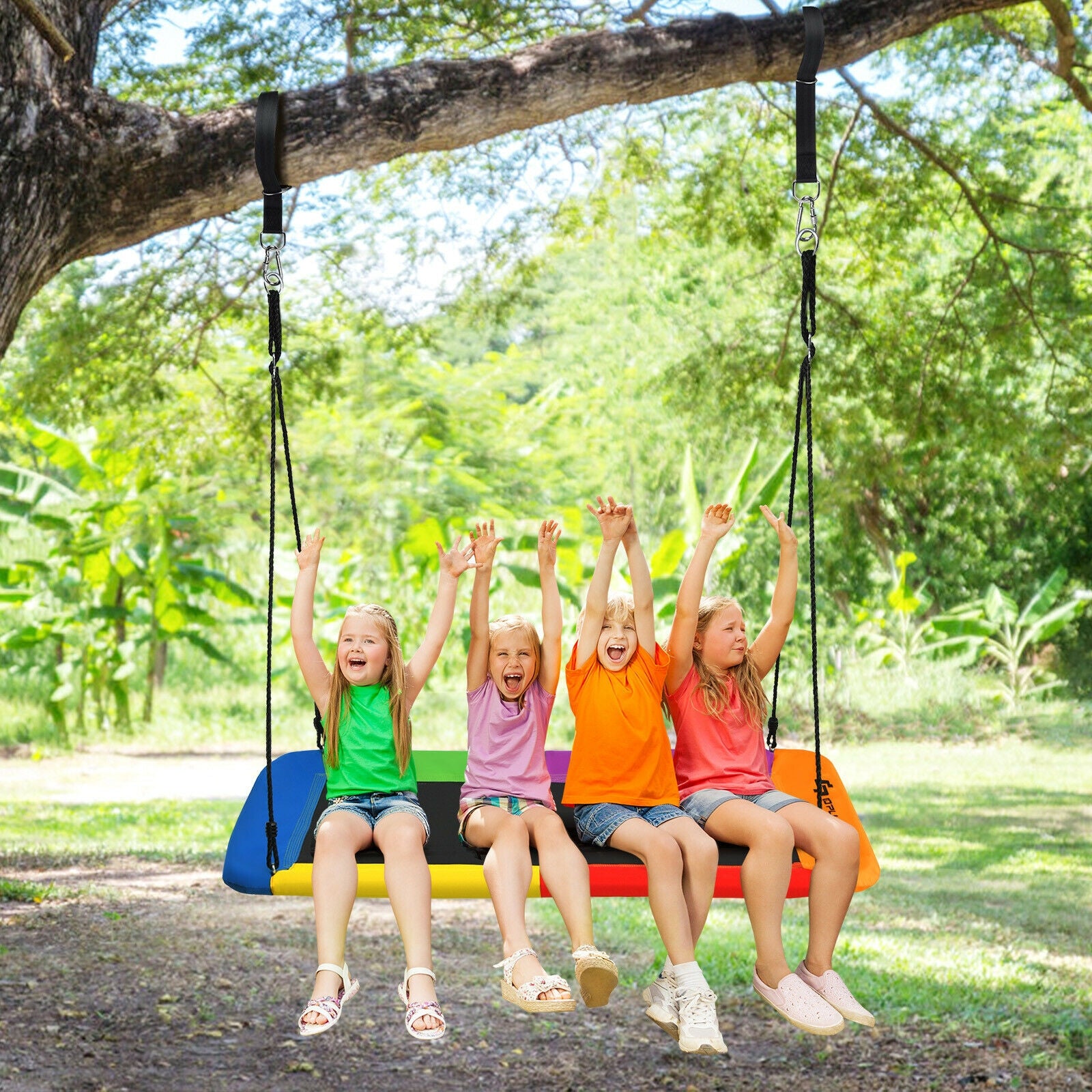 60 Inch Platform Tree Swing, 2 Hanging Straps, Multicolor Swing & Playsets at Gallery Canada