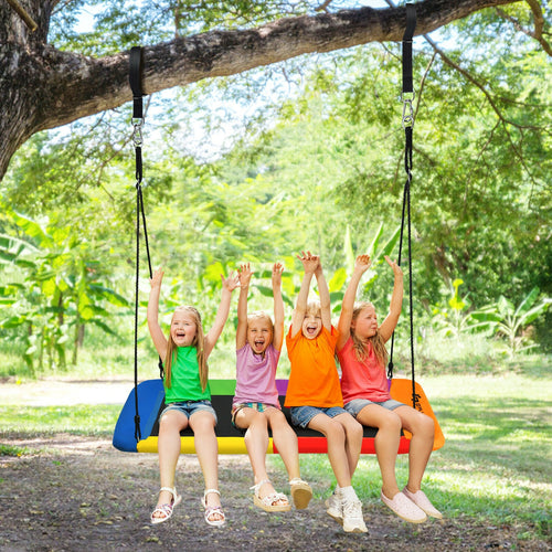 60 Inch Platform Tree Swing, 2 Hanging Straps, Multicolor