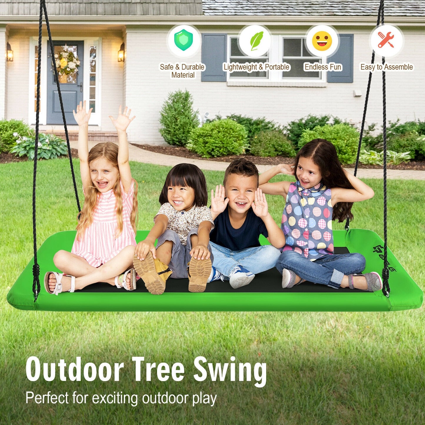 60 Inch Platform Tree Swing, Outdoor, Green Swing & Playsets at Gallery Canada