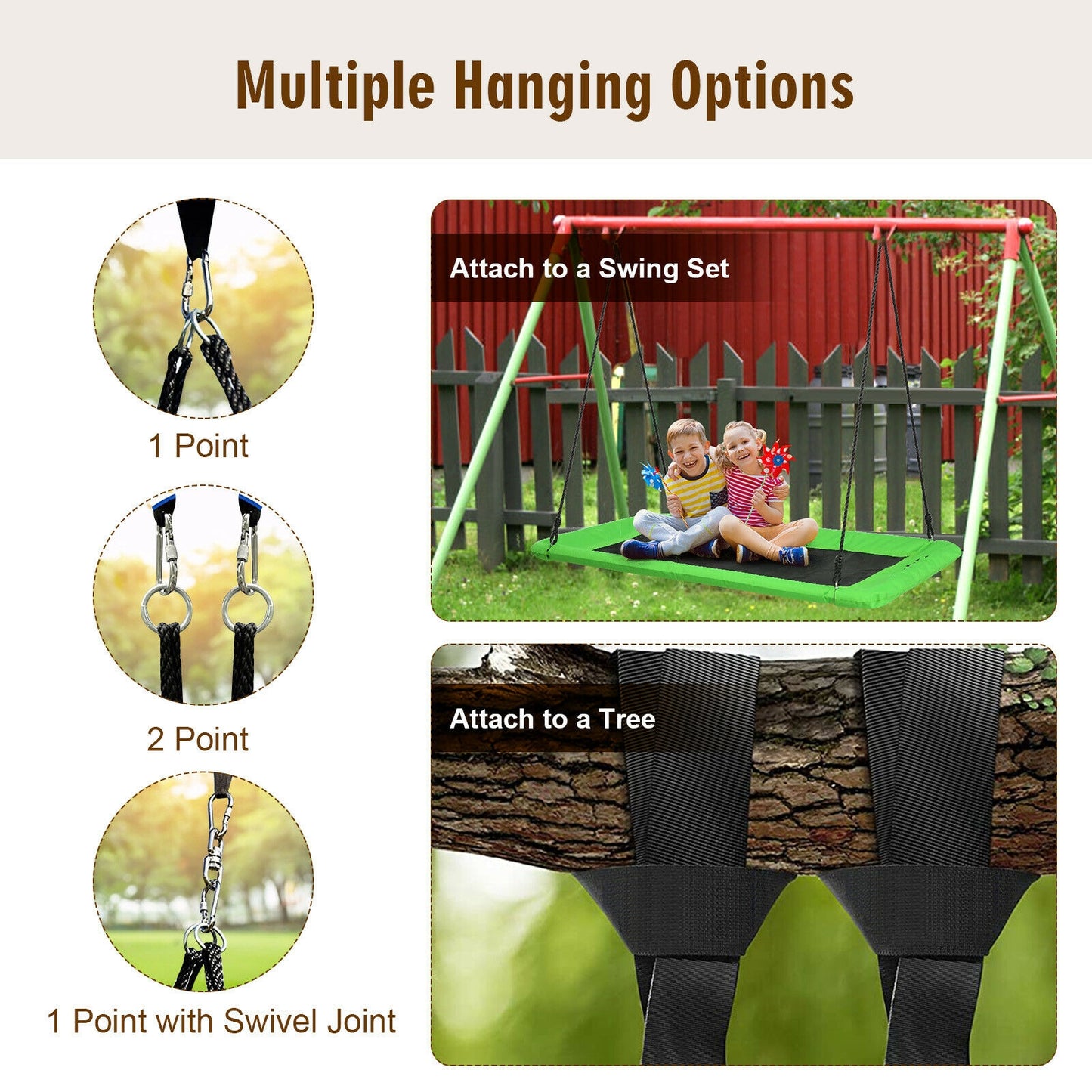 60 Inch Platform Tree Swing, Outdoor, Green Swing & Playsets at Gallery Canada