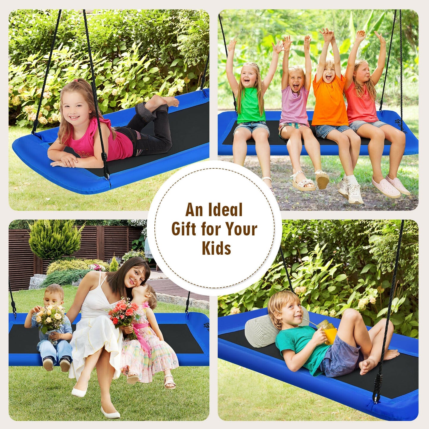 60 Inch Platform Tree Swing With 2 Hanging Straps, Blue Swing & Playsets at Gallery Canada