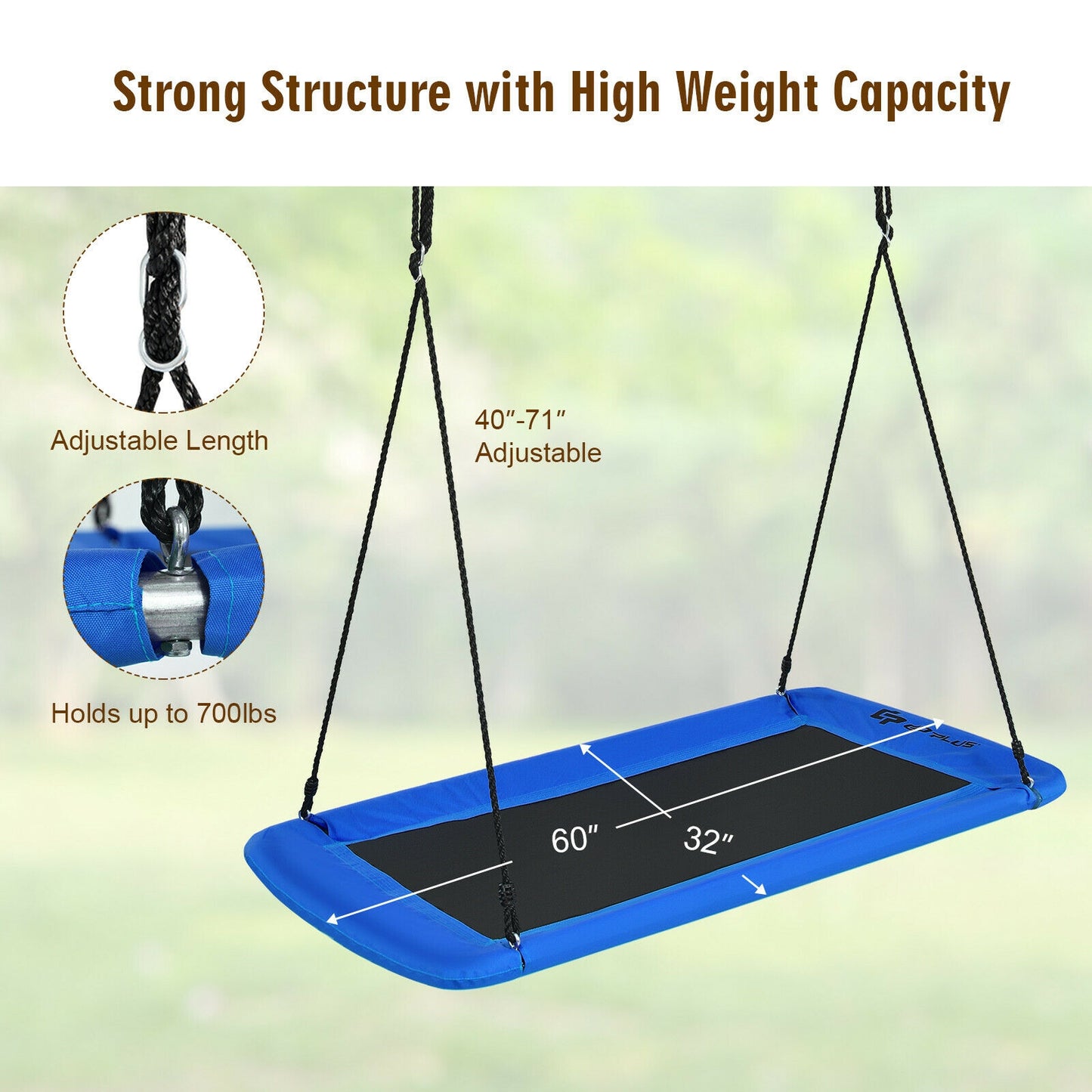 60 Inch Platform Tree Swing With 2 Hanging Straps, Blue Swing & Playsets at Gallery Canada