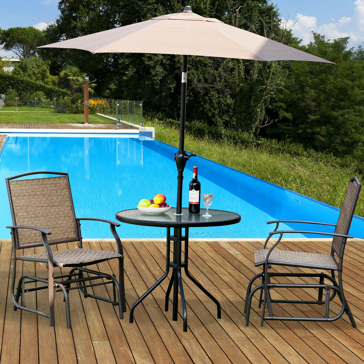 Steel Frame Single Glider Chair, Brown Patio Rocking Chairs & Gliders at Gallery Canada