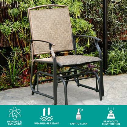 Steel Frame Single Glider Chair, Brown Patio Rocking Chairs & Gliders at Gallery Canada
