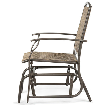Steel Frame Single Glider Chair, Brown Patio Rocking Chairs & Gliders at Gallery Canada