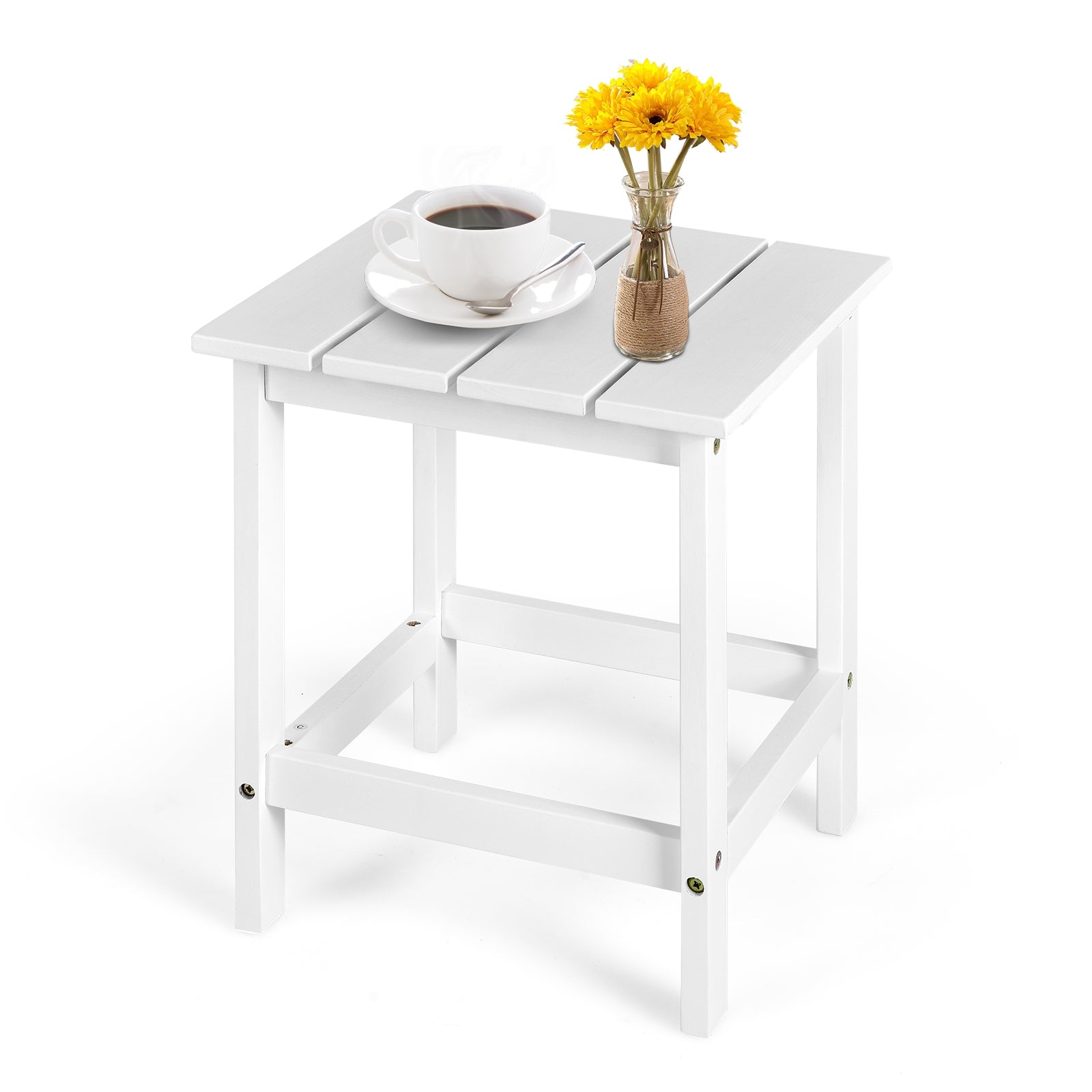 15 Inch Square Wooden Slat Coffee Table, White Patio Coffee Tables at Gallery Canada