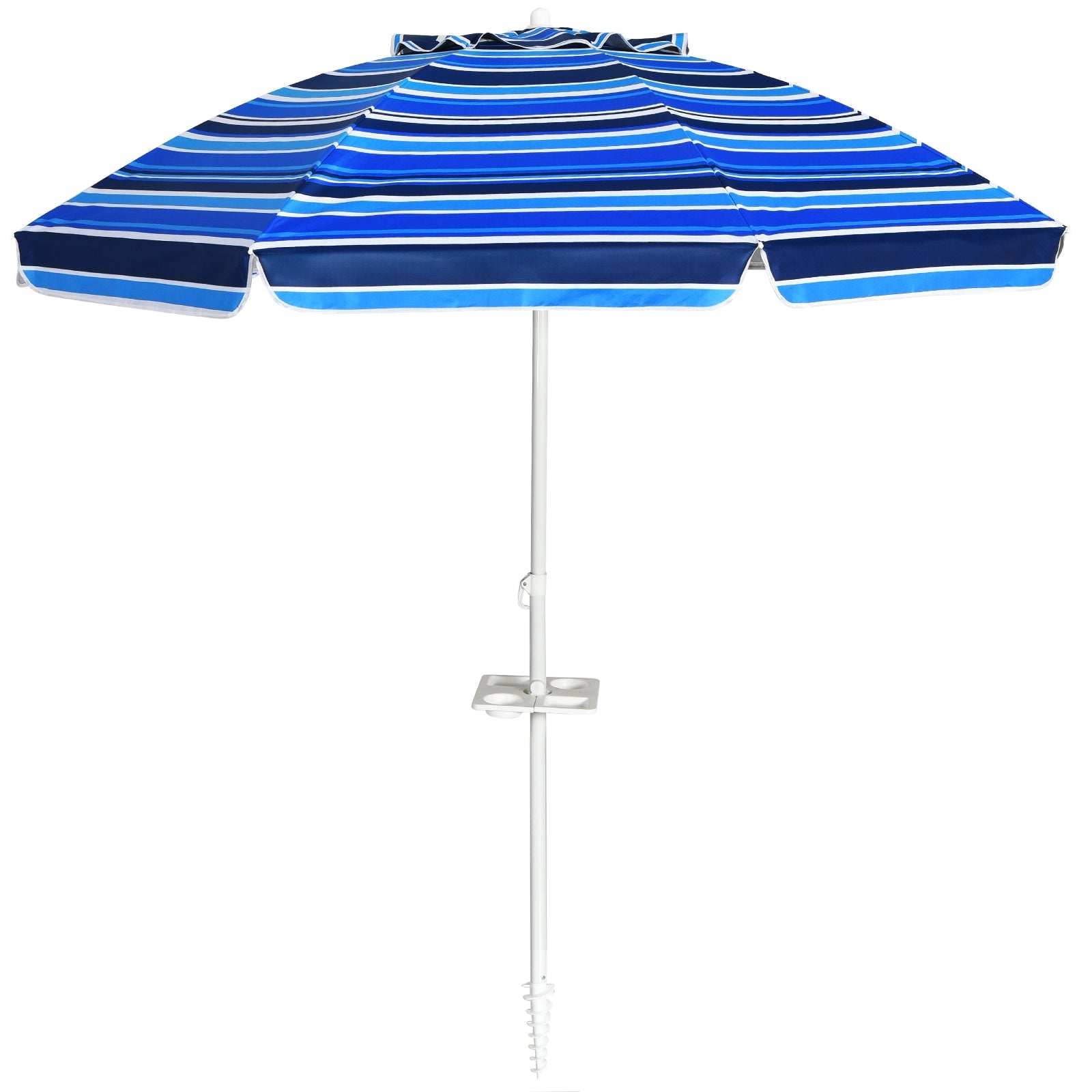 7.2 Feet Portable Beach Umbrella With Sand Anchor, Tilt, Navy Outdoor Umbrellas Navy at Gallery Canada