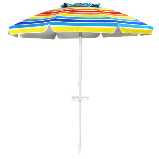 7.2 Feet Portable Beach Umbrella, Sand Anchor, Tilt Mechanism, Multicolor Outdoor Umbrellas Multicolor at Gallery Canada