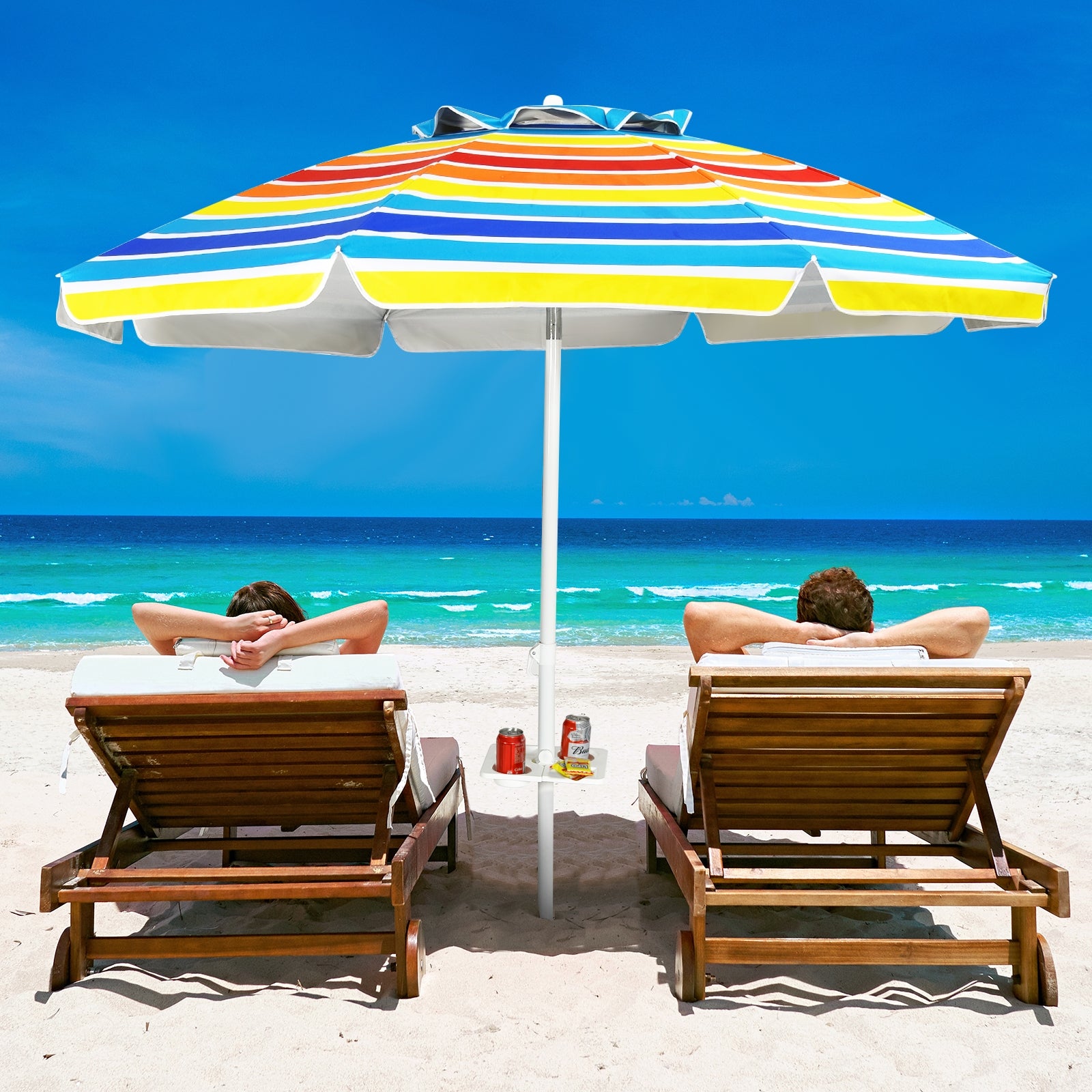 7.2 Feet Portable Beach Umbrella, Sand Anchor, Tilt Mechanism, Multicolor Outdoor Umbrellas at Gallery Canada